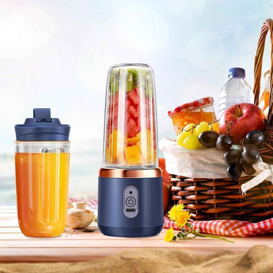 TheBoldFit portable blender Buy one Get one FREE with fresh fruit in blending jar and orange juice in travel bottle