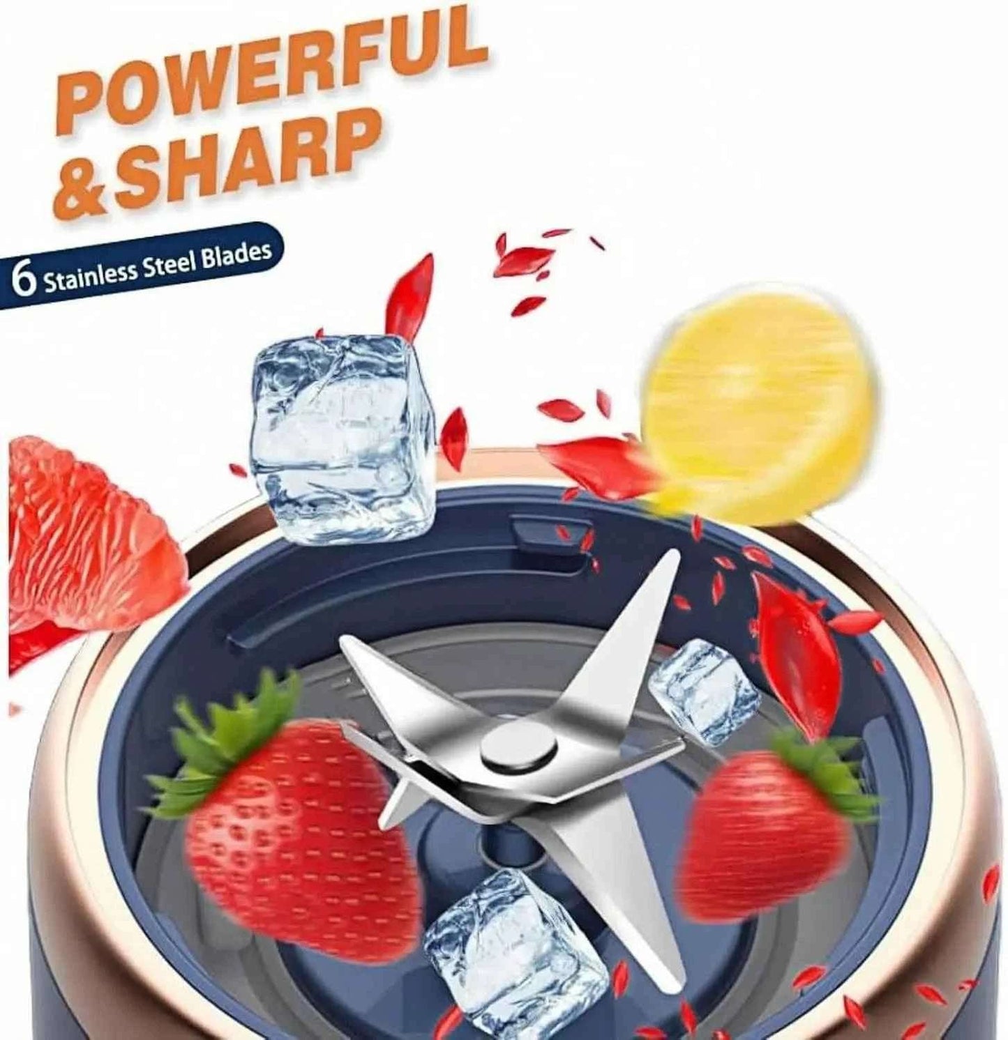 TheBoldFit portable blender Buy one Get one FREE with powerful six stainless steel blades blending strawberries lemon and ice