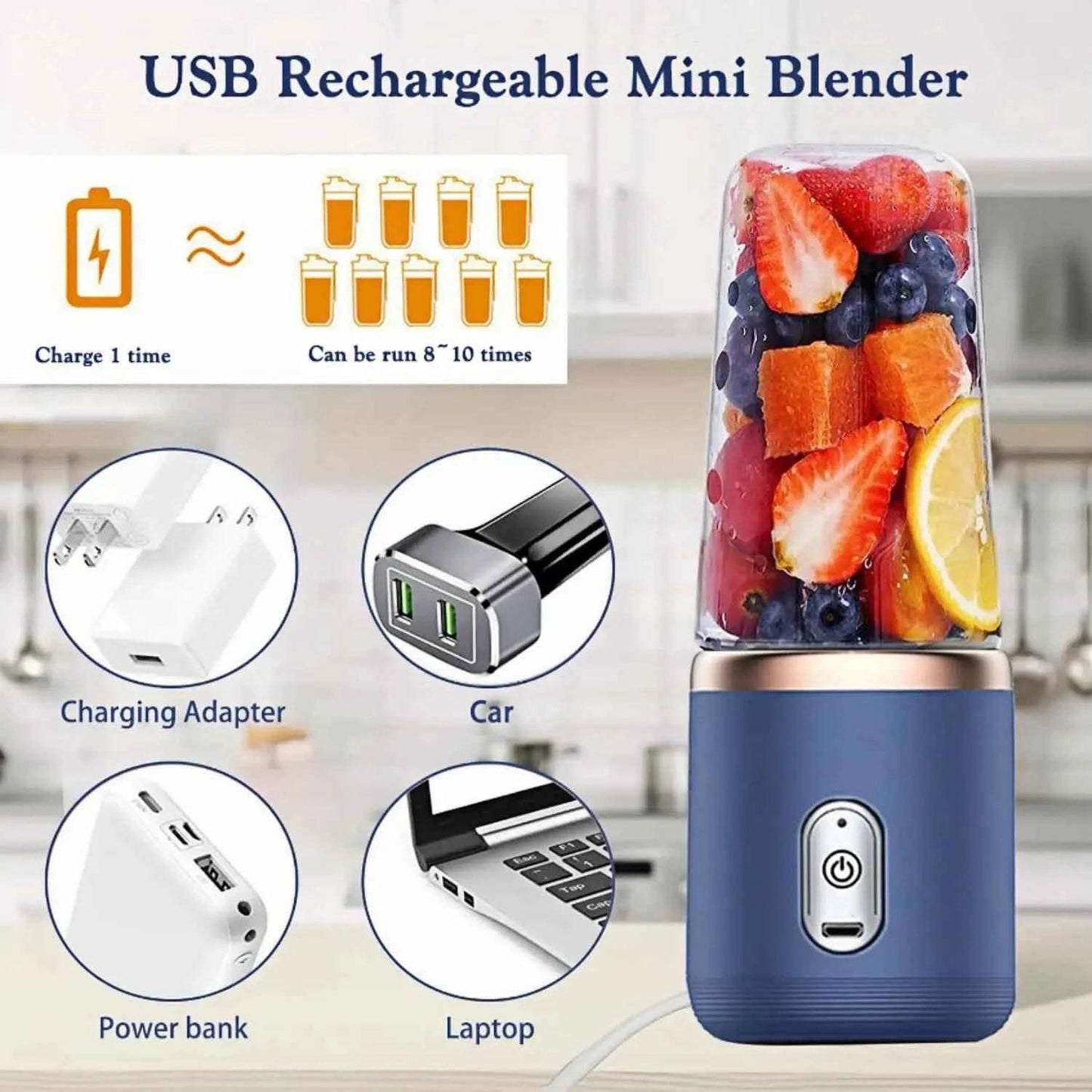 TheBoldFit portable blender Buy one Get one FREE USB rechargeable mini blender with multiple charging options and fresh fruit inside
